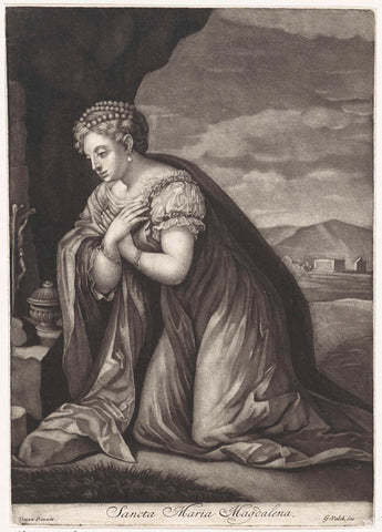 Boetvaardige Maria Magdalena, anonymous, 1660 - 1726 Canvas Print