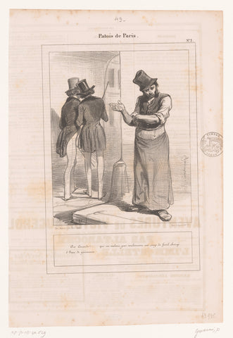 Waiter grumbles at two posh gentlemen, Paul Gavarni, 1838 Canvas Print