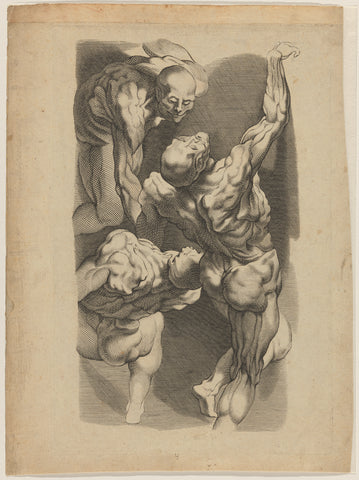 Anatomical study of three men, Paulus Pontius, 1616 - 1658 Canvas Print