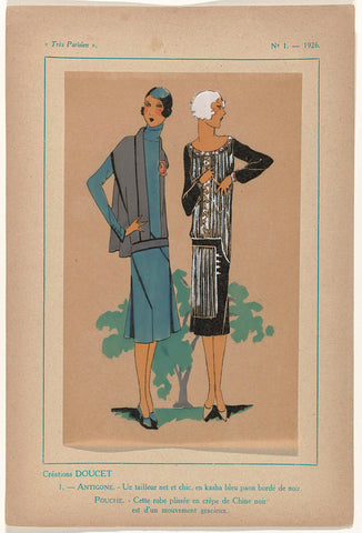 Très Parisien, 1926, No.  1, Pl. 1: Créations DOUCET - ANTIGONE, G-P. Joumard, 1926 Canvas Print