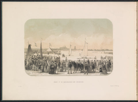 Competition for ice sailing yachts on the Meuse in Rotterdam, 1855, Gerardus Johannes Bos, 1861 Canvas Print