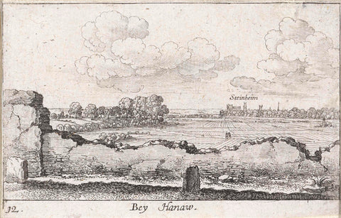 Landscape near Hanau with view of Steinheim, Wenceslaus Hollar, 1635 Canvas Print