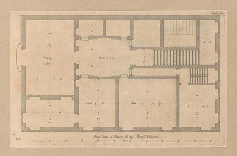 Ground floor plan of the Palazzo dell'Acquedotto de Ferrari Galliera in Genoa, Nicolaes Ryckmans, 1622 Canvas Print