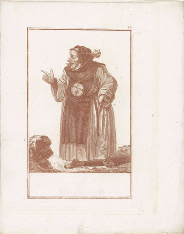 Standing monk with outstretched tongue, Jacob Gole (attributed to), 1724 Canvas Print