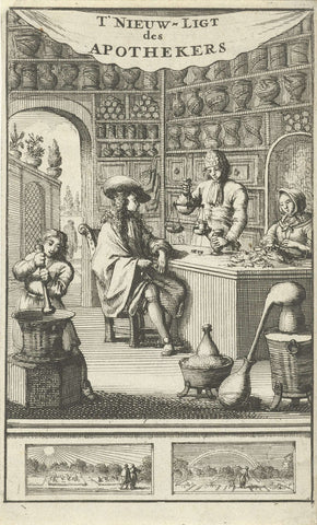 Interieur van een apotheek, Jan Luyken, 1683 Canvas Print