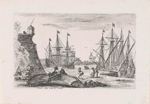 View of port of Calais, Stefano della Bella, 1647 Canvas Print