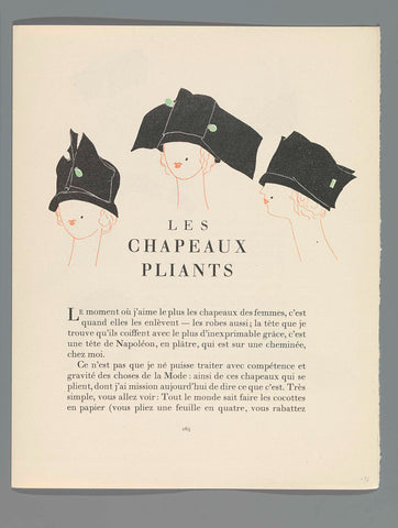 Gazette du Bon Ton, 1922 - No. 9 : p. 265: Les chapeaux pliants, anonymous, 1922 Canvas Print