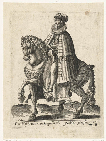 English hofjonker on horseback, Abraham de Bruyn (attributed to), 1577 Canvas Print