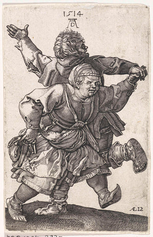 Dansend boerenpaar, Hieronymus Wierix (attributed to), 1559 - before 1619 Canvas Print