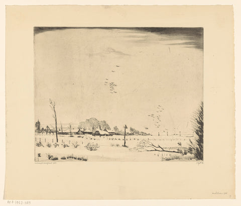 Farms in a snowy landscape near Amstelveen, Lodewijk Schelfhout, 1940 Canvas Print