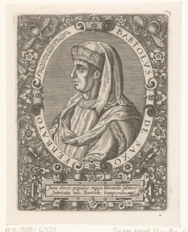 Portrait of Bartolus de Saxoferrato, Theodor de Bry, 1669 Canvas Print