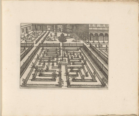 Courtyard of a palace with a ground floor in the shape of a labyrinth, Hans Vredeman de Vries, c. 1635 - c. 1640 Canvas Print