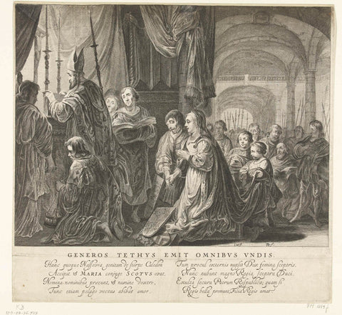 Tableau vivant with the marriage of James II of Scotland to Maria van Gelre-Egmond in 1449, 1642, Pieter Nolpe, 1642 Canvas Print