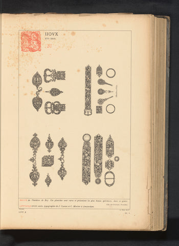 Reproduction of four prints with jewels by Theodor de Bry, anonymous, c. 1875 - in or before 1880 Canvas Print