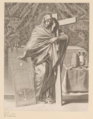 Personification of the Faith (Fides), anonymous, Claude Mellan, in or after 1642 Canvas Print