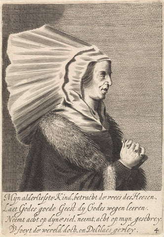 Woman with folded hands, Jan van de Velde (II), 1633 Canvas Print