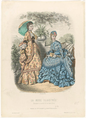 La Mode Illustrée, 1870, No. 36: Toilettes de Mme Fladry (...), Huard, 1870 Canvas Print