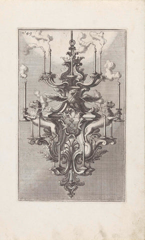 Chandelier with two lions, an eagle and a coat of arms, Maximilian Joseph Limpach, 1714 Canvas Print