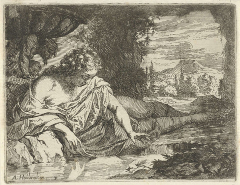 Narcissus, Arnold Houbraken, 1688 - 1700 Canvas Print