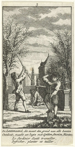 March: working in the garden, Jan Caspar Philips, 1736 - 1775 Canvas Print