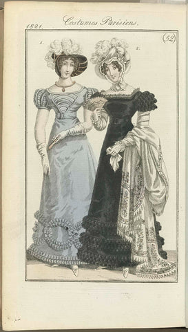 Journal des Dames et des Modes, editie Frankfurt 23 December 1821, Costumes Parisiens (52), anonymous, 1821 Canvas Print