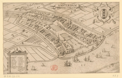 Map of Amsterdam, 1220, anonymous, 1613 Canvas Print