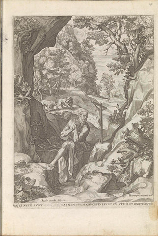 Landscape with St. Hieronymus, anonymous, 1579 - 1586 Canvas Print