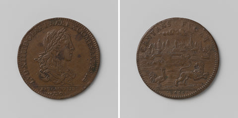 Capture of Quesnoy, arithmetic medal minted in honor of Louis XIV, king of France, anonymous, 1655 Canvas Print