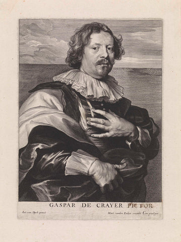 Portrait of the painter Gaspar de Crayer, Paulus Pontius, 1616 - 1657 Canvas Print