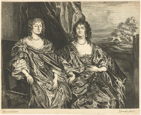 Double portrait of Ann Kirke and Anna Dalkeith, Johannes Gronsveld, 1679 - 1728 Canvas Print