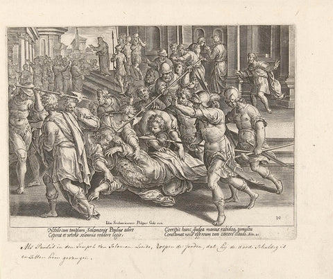 Capture of Paul in Jerusalem, Philips Galle, 1582 Canvas Print