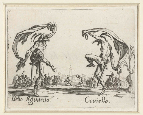 Two street artists like Bello Sguardo and Coviello, Jacques Callot, 1621 - 1622 Canvas Print