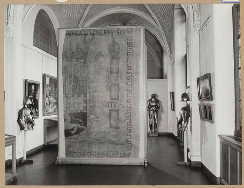 Room 103 seen to the west with a flag in the middle with the text Pius Ultra, 1963 Canvas Print