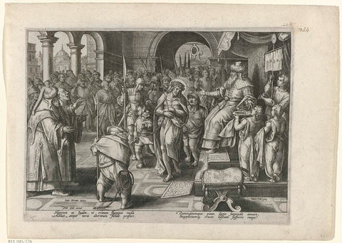 Pilate washes his hands, Adriaen Collaert, 1585 - 1586 Canvas Print