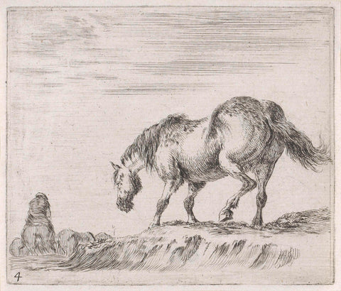 Horse on a Hill, Stefano della Bella, 1632 - 1664 Canvas Print