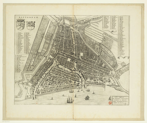 Map of Rotterdam, anonymous, Johannes Willemszoon Blaeu, 1652 Canvas Print