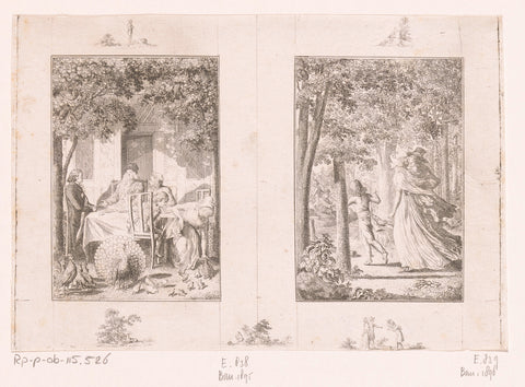 Two performances from the stories of Wilhelm Gottlieb Becker, Daniel Nikolaus Chodowiecki, 1797 Canvas Print