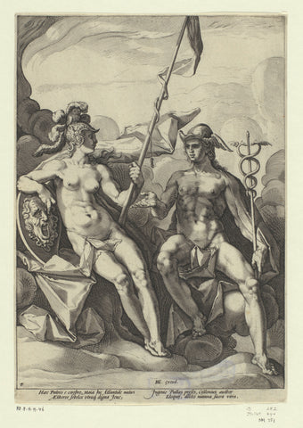 Minerva en Mercurius, Jacob Matham (attributed to), 1588 Canvas Print