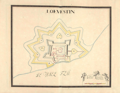 Map of Loevestein Castle, ca. 1701-1715, Samuel Du Ry de Champdoré, 1701 - 1715 Canvas Print