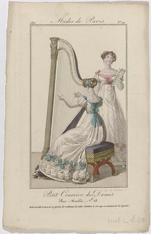 Petit Courrier des Dames, 1822, No. 19 : Robe de tulle traversée et garni (...), August Delvaux, 1822 Canvas Print