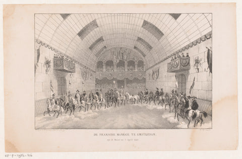 Interior of the French equestriany in Amsterdam, Hendrik Wilhelmus Last, 1850 Canvas Print