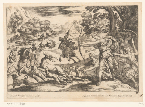 Hunting deer, Antonio Tempesta, 1600 - 1620 Canvas Print