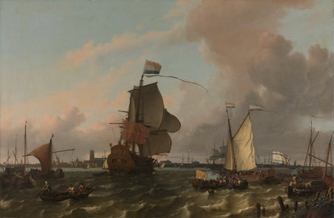 The Man-of-War Brielle on the River Maas off Rotterdam, Ludolf Bakhuysen, 1689 Canvas Print