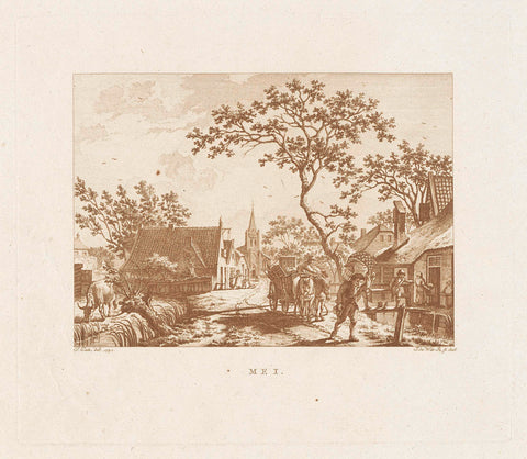 Figures with household goods in a village street, Izaak Jansz. de Wit, 1807 Canvas Print