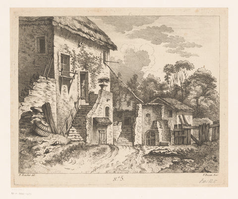 Landscape with country house, Pierre François Basan, 1733 - 1797 Canvas Print