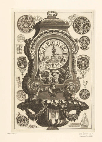 Pendulum with Day and Night, anonymous, Daniël Marot (I), after 1706 - before 1800 Canvas Print