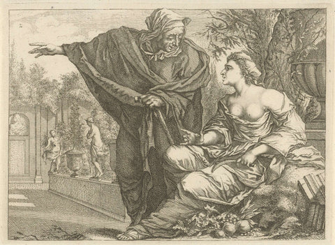 Vertumnus and Pomona, Arnold Houbraken, 1700 - 1750 Canvas Print