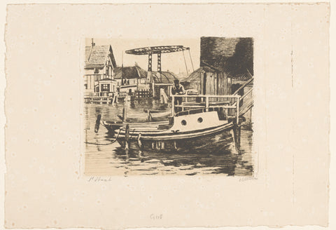 View of the drawbridge between the Kalkmarkt and the 's Gravenhekje in Amsterdam, Willem Witsen, c. 1911 Canvas Print