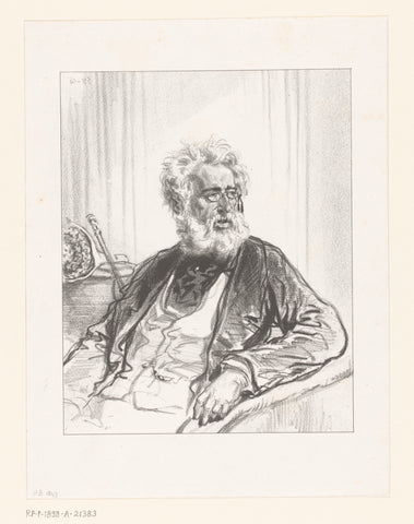 Old man with white beard and glasses, Paul Gavarni, 1857 - 1858 Canvas Print