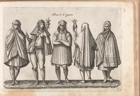 Five Moors from Granada , dressed according to the fashion of ca. 1580, Bartolomeo Grassi, in or before 1585 Canvas Print